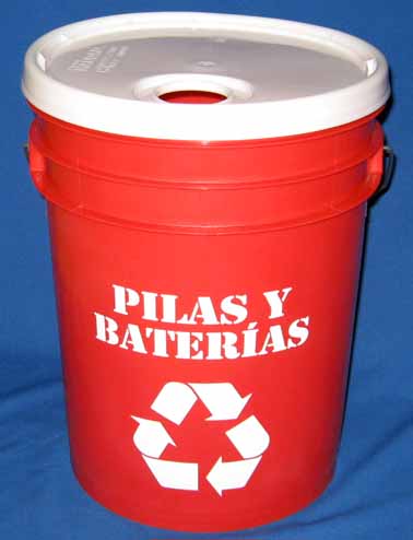 Balde 20 lt. Standard reciclaje Pilas y Baterías c/tapa blanca